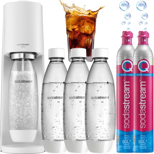 ВОДОНАСЫТИТЕЛЬ SODASTREAM TERRA | НАБОР 3 БУТЫЛКИ ОБЪЕМОМ 1 Л + 2 КАРТРИДЖА CO2