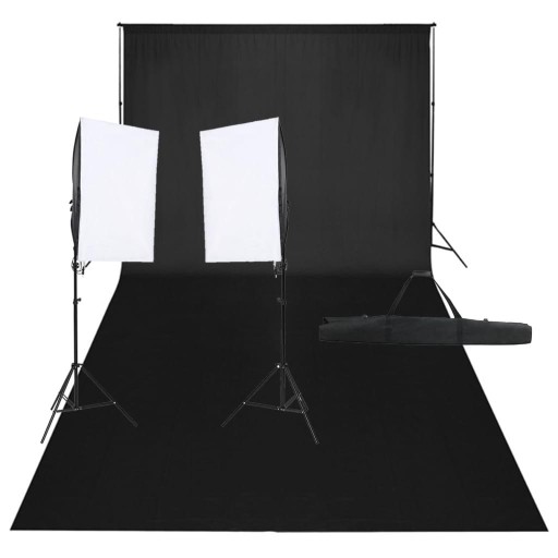 FOTOGRAFICZNY ZESTAW STUDYJNY Z LAMPAMI I TŁEM
