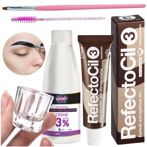 ZESTAW DO HENNY + woda+ pędzel REFECTOCIL BRĄZ 3