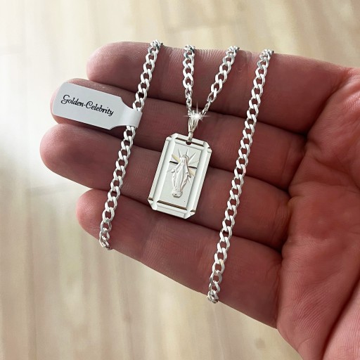 СЕРЕБРЯНАЯ ЦЕПОЧНАЯ МЕДАЛЬ МАТЕРИ ЧУДА 925 + БЕСПЛАТНАЯ ГРАВИРОВКА