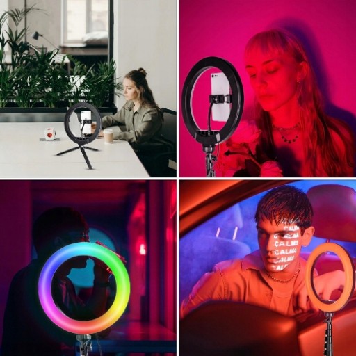 БОЛЬШАЯ КОЛЬЦЕВАЯ ЛАМПА ДЛЯ СЕЛФИ, RGB LED ШТАТИВ 120 ВТ С ПУЛЬТОМ КОЛЬЦЕВОЙ ПОДСВЕТКИ