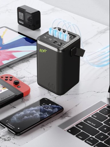 POWERBANK 60000 мАч PD 65 Вт QC POWER BANK 4xUSB USB-C ДЛЯ НОУТБУКА МОЩНЫЙ ЖК-дисплей