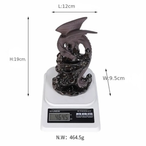 Kominek Zapachowy Ceramiczny Backflow Smok 19 cm + Kadzidełka 12 szt