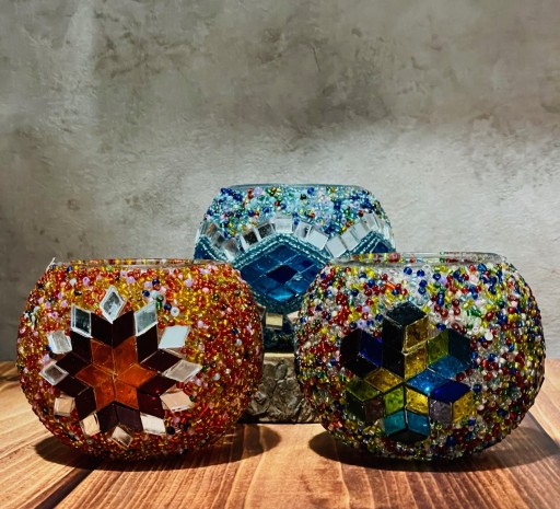 Świecznik na tealight SZKLANY MOZIAKA Turecki