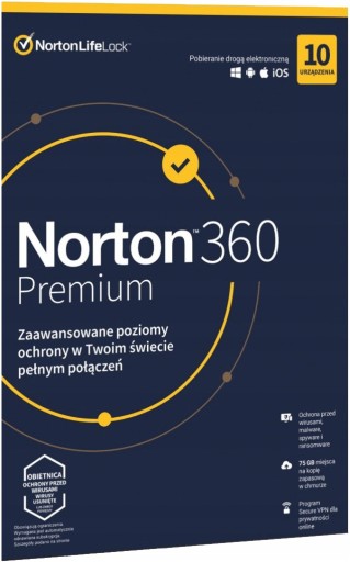 Антивирус NORTON 360 PREMIUM VPN 75 ГБ 10 ПК 2 года ESD KEY 10 компьютеров