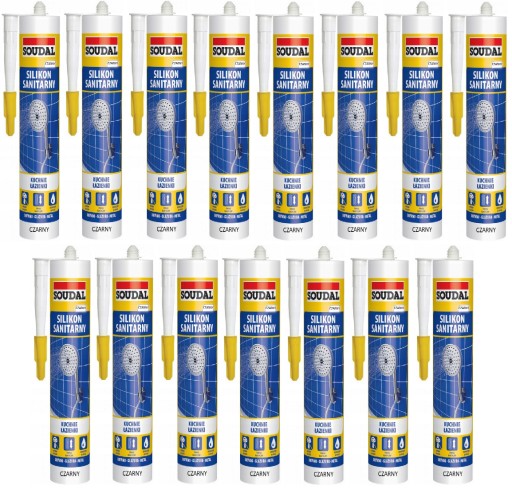 Soudal Санитарный силикон черный 280мл КОРОБКА 15 шт.