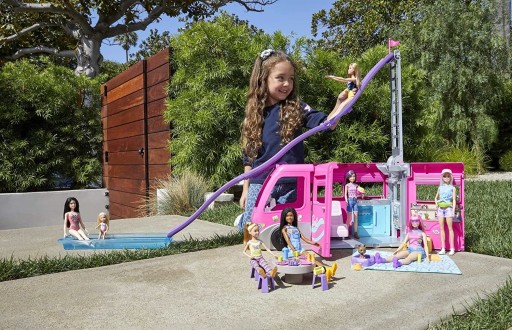 РОЗОВАЯ КАМЕРА BARBIE DREAM ДЛЯ КУКЛ БОЛЬШАЯ АВТОМОБИЛЬНАЯ ГОРКА 60+ ЭЛЕМЕНТОВ