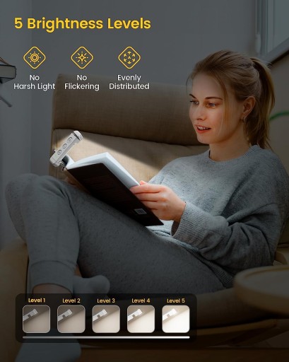 Лампа для чтения книг 3 цвета 5 яркости USB