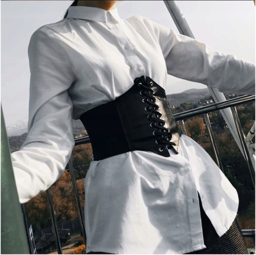 Широкий корсет под грудь утягивающий кожаный SHAPING UNDERBUST ЧЕРНЫЙ