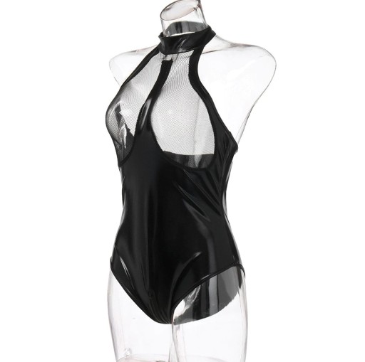 SEXY BODY LATEX KORONKA CZARNY DAMSKIE pończochy