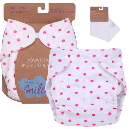 МНОГОРАЗНЫЕ подгузники PUL DIAPER POCKET + 1 БЕСПЛАТНАЯ ВСТАВКА в розовый горошек