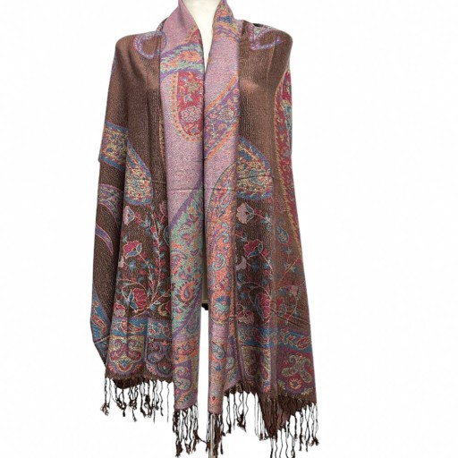 Женский элегантный турецкий шелковый шарф PASHMINA с бахромой