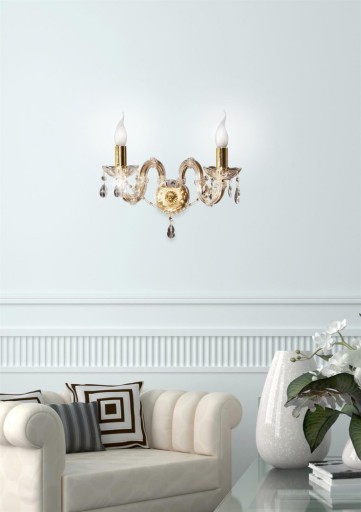 Золотой настенный светильник с кристаллами Candellux