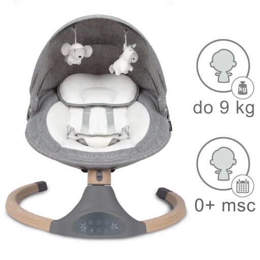 Электрическая качалка с пультом Kidwell LUXI 2в1 серый меланж