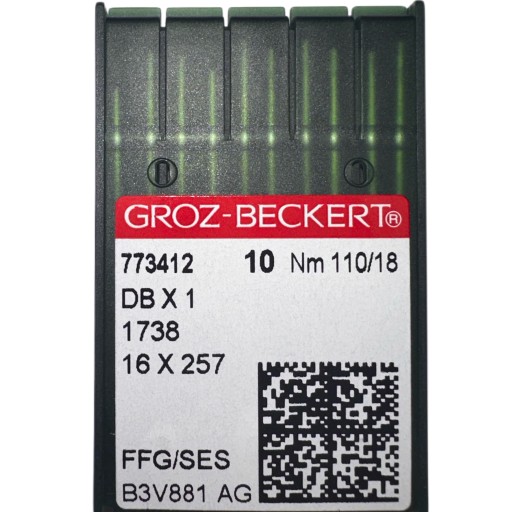 ИГЛЫ ДЛЯ ШВЕЙНЫХ МАШИН GROZ BECKERT BALL LOCKSTITCH 1738 DBx1 110/18SES