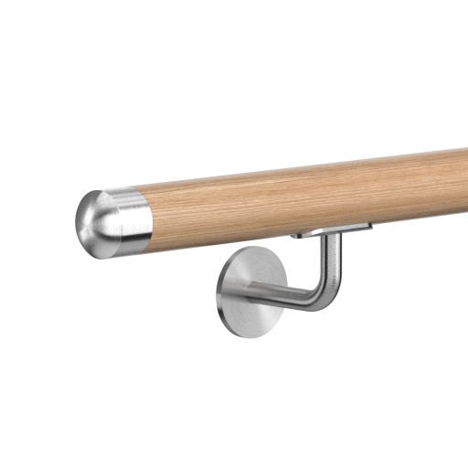 Poręcz ścienna do ściany drewniana fi42 42mm 70cm dąb dębowa lakierowana