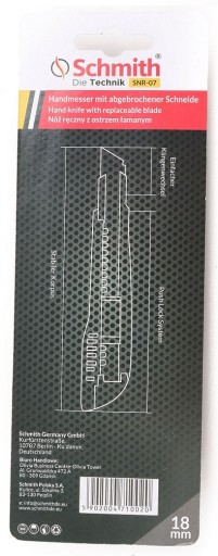 NÓŻ OSTRZE ŁAMANE DO TAPET UNIWERSAL 18mm SCHMITH