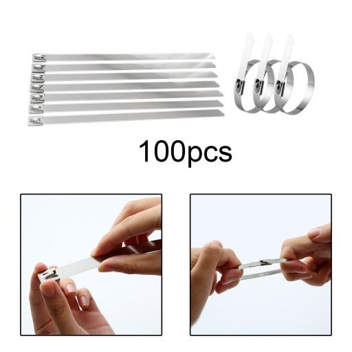 100 sztuk opasek kablowych ze stali nierdzewnej Elementy metalowe wielokrotnego użytku 4,6 mm x 150 mm