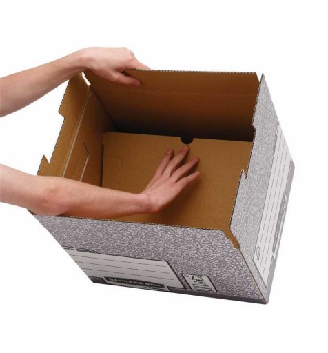 Архивный ящик со съемной крышкой 340x295x405 мм, серый, Fellowes, 4 шт.