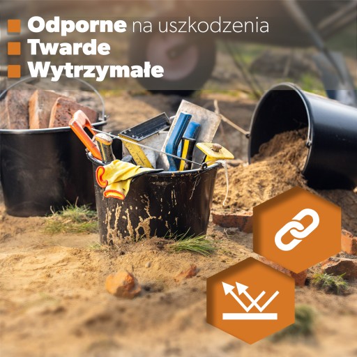 WIADRO BUDOWLANE Z RĄCZKĄ PLASTIKOWE OKRĄGŁE 16L