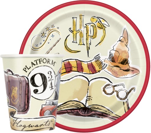 ZESTAW URODZINOWY KUBKI TALERZYKI HARRY POTTER HOGWARD HEDWIGA 16szt