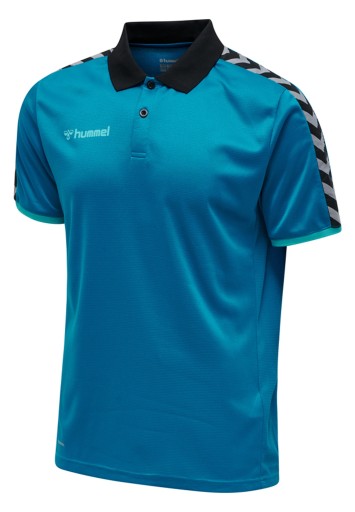Мужская рубашка поло Hummel Authentic Functional, с коротким рукавом, синяя, размер XL