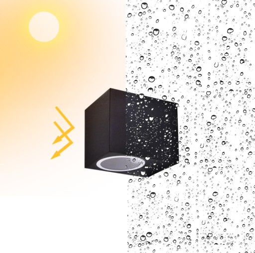 Czarny kinkiet ogrodowy lampa ścienna kwadrat kostka oświetlenie gu10 LED