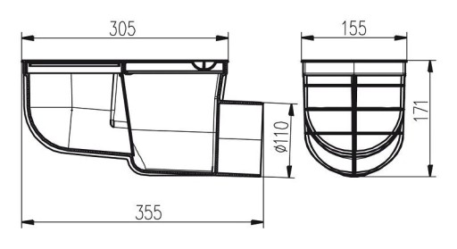 ОЧИСТИТЕЛЬ БОКОВЫХ ЖЕЛОБОВ SIDE GUTTER CLEANER DRAIN 110 Серый Универсальный Сифон