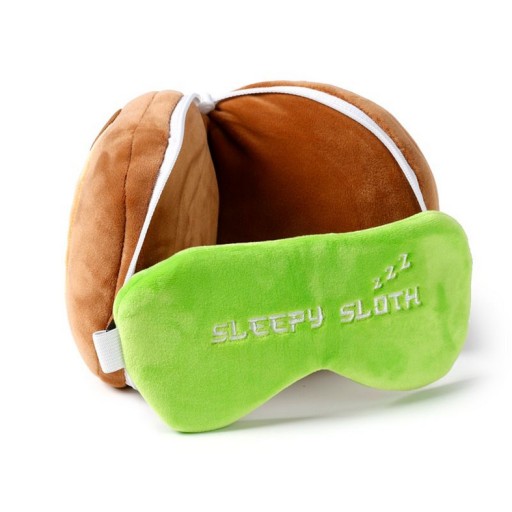 ПЛЮШЕВАЯ ПОДУШКА ДЛЯ ПУТЕШЕСТВИЯ + МАСКА ДЛЯ ГЛАЗ RELAXEAZZZ MASCOT 2IN1 SLOTY