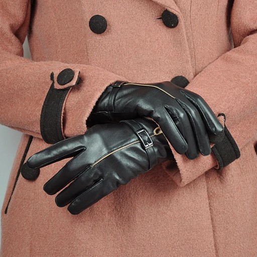 Hot Winter Genuine Leather Gloves Women Brand Sheepskin Warm Solid Color