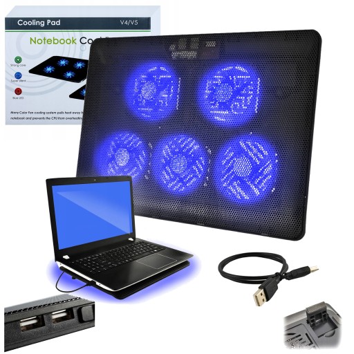 Охлаждающая подставка для ноутбука, тихая, 3 режима, 2xUSB, 12–17 дюймов