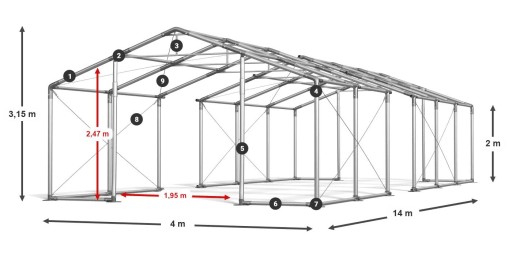 Строительная палатка 4х14м сельскохозяйственная DAS 560 WP