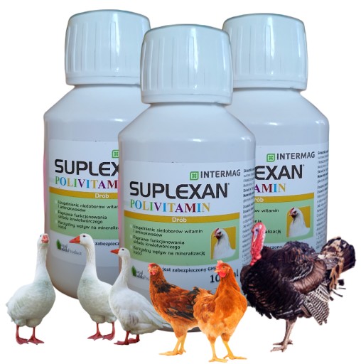 SUPLEXAN Polivitamin Witaminy dla Drobiu Kur Gęsi Indyków Kaczek 3 x 100ml