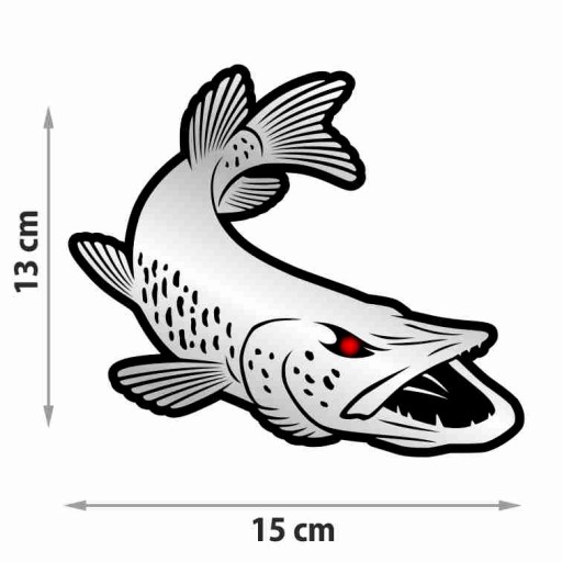 NAKLEJKA SANDACZ RYBY NA ŁÓDKĘ AUTO 45 cm + GRATIS