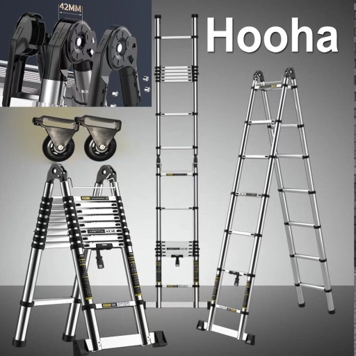 Алюминиевая лестница 5,8м 7+7 ступенек складная 2в1