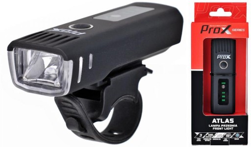 LAMPKA ROWEROWA PRZÓD PROX ATLAS 300Lm, 2000mAh, USB, SENSOR DO ROWERU AKU
