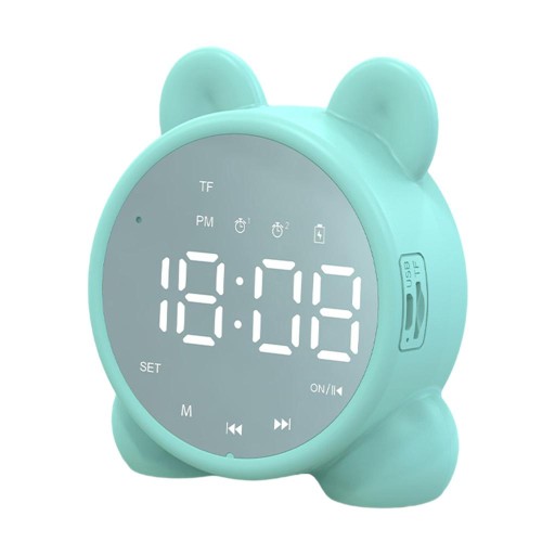 Bezprzewodowy budzik z głośnikiem Bluetooth, zielony
