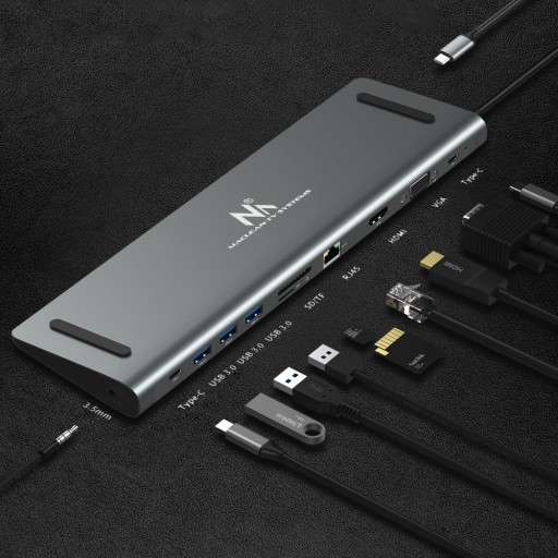 ХАБ ДОК-СТАНЦИЯ «11 в 1» 3x USB HDMI VGA SD LAN