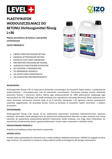 Пластификатор-герметик для воды для бетона 10л L+36