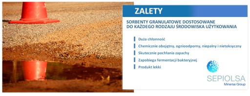 Sorbent do benzyny, ropy, oleju worek 10kg 20L