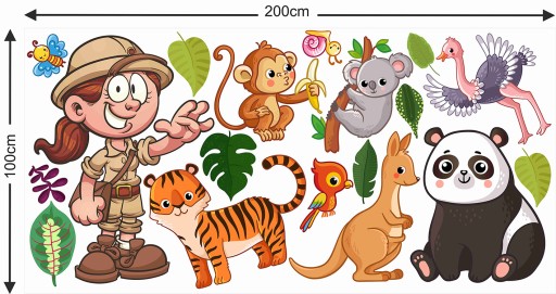 НАКЛЕЙКИ НА НАСТЕНУ С ЖИВОТНЫМИ САФАРИ 100x200 см SF