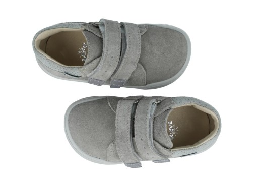 Кожаные туфли Barefoot Bartek 11041 на широкую ногу, серые на липучке, размер 26