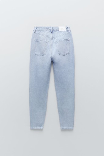 БРЮКИ ZARA MOM FIT, СИНИЕ, ДЫРКИ 36/S