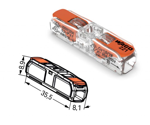 Быстроразъемный разъем WAGO 221-2411 2x0,2-4мм2