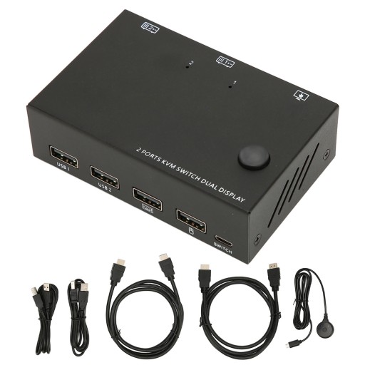 2-PORTOWY PRZEŁĄCZNIK KVM PODWÓJNY MONITOR SWITCH 2 MONITORY