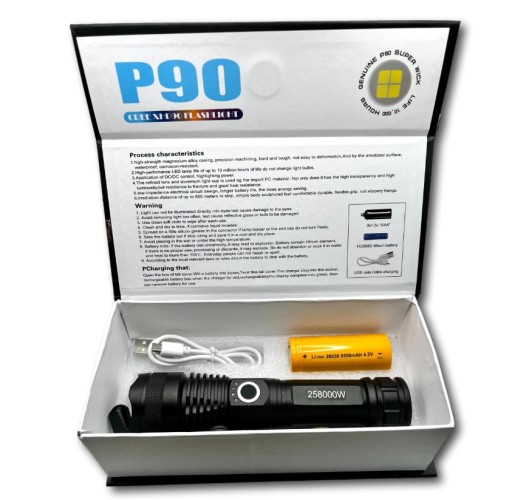 XHP90 ТАКТИЧЕСКИЙ МОЩНЫЙ СВЕТОДИОДНЫЙ ЗУМ USB-ФОНАРИК