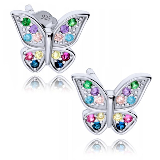 Серьги-бабочки из серебра 925 пробы для детей