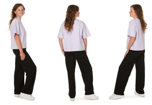 Spodnie dresowe SZEROKA NOGAWKA Wide Leg czarne r.152 Produkt PL