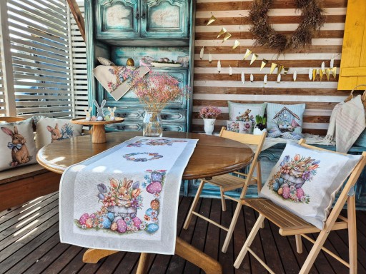 45x140 cm Bieżnik Wielkanocny z Zajączkami DUŻY WYBÓR WZORÓW na Wielkanoc