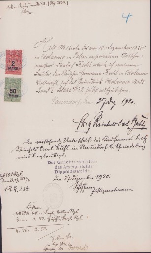 Акт Stampmarke Konigreich Sachsen 1920 г.